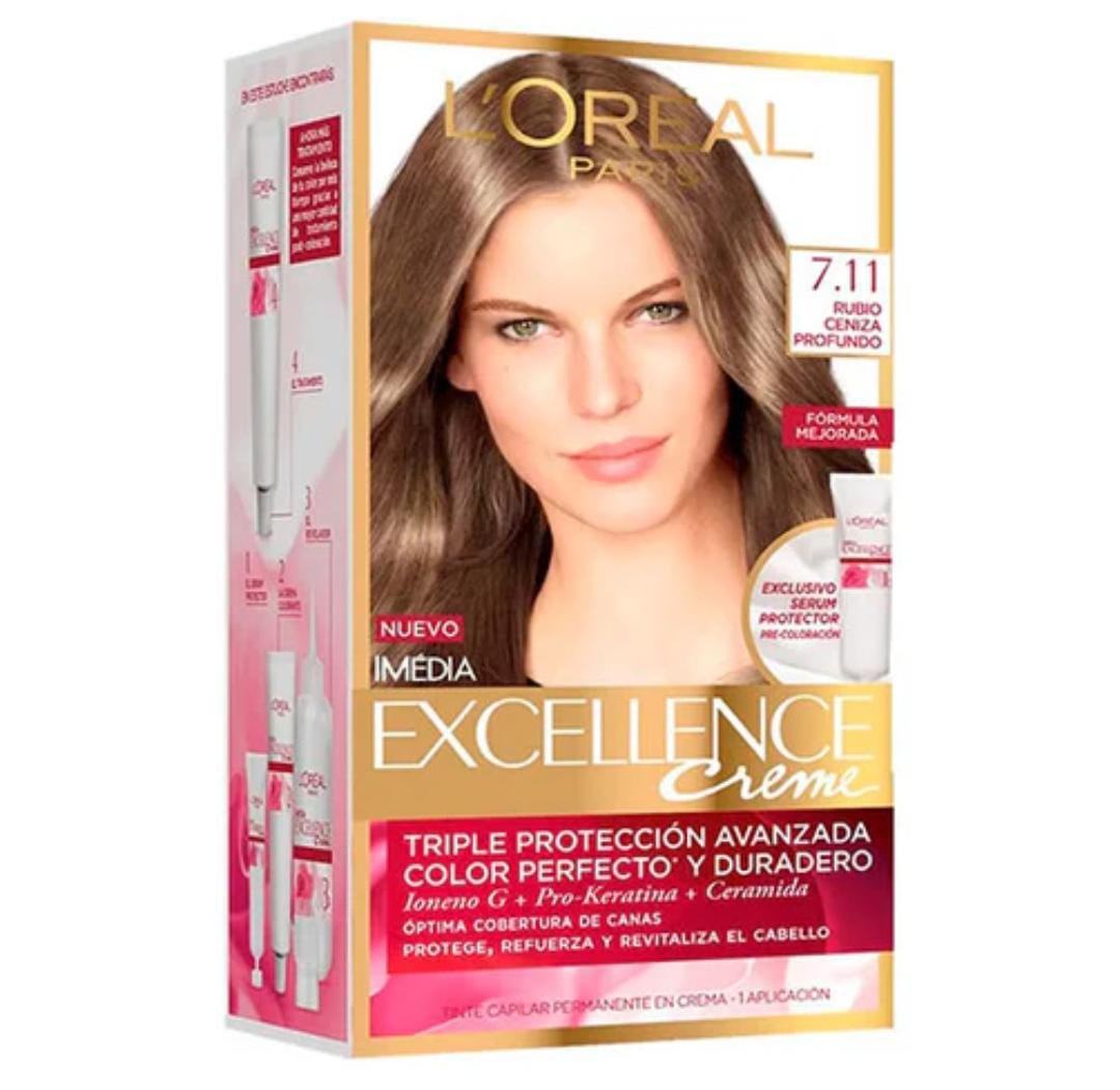 Excellence Tinte 7.11 Color Rubio Ceniza Profundo X Unidad