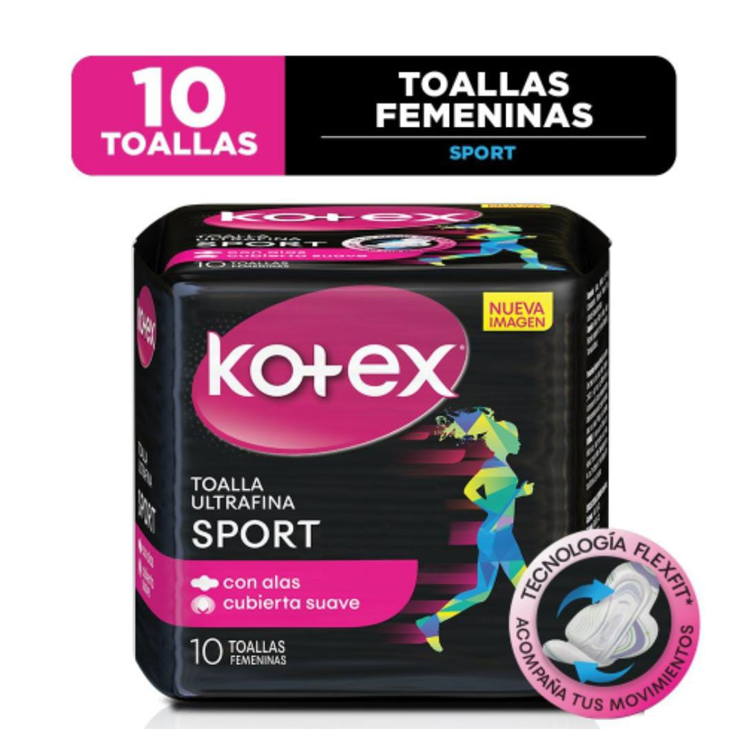 Kotex Toalla Ultrafina Sport Con Alas X 10 Unidades