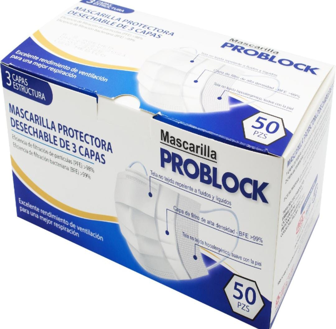 Barbijo Quirurgico Celeste Problock X Unidad